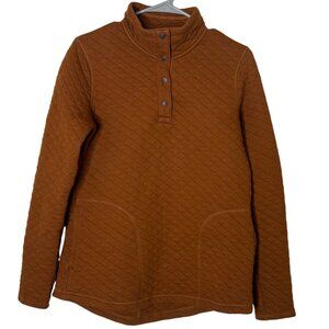 Duluth Trading Quilted Snap Pullover Women’s Small Rust Brown Tunic Pocket Top